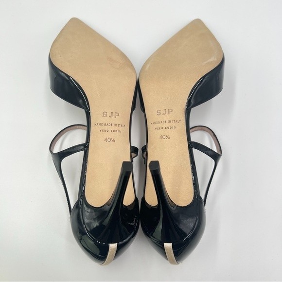 SJP Sarah Jessica Parker Size 40.5 10.5 Black Patent Leather Pump Heels Shoes - Picture 9 of 15